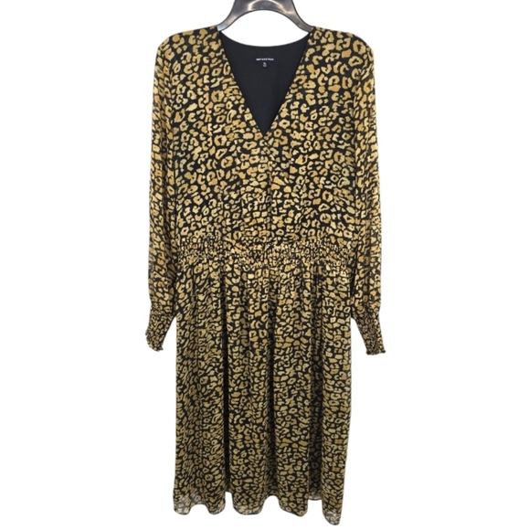 {Who What Wear} Womens Black Brown Animal Print Chiffon Dress - Size XL - Picture 3 of 16